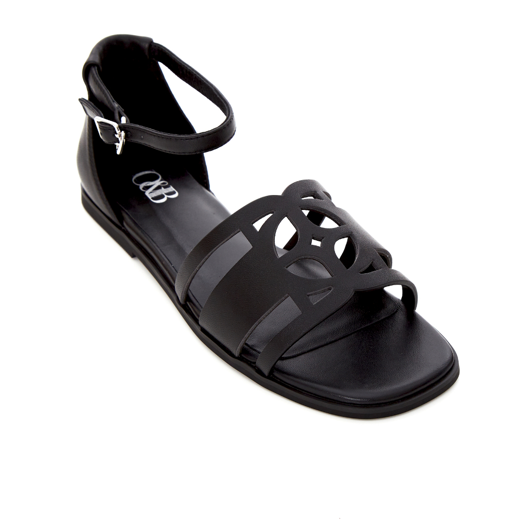 O&B รองเท้าหนังแพะ รุ่น AMALFI SANDALS IN BEYOND BLACK-11202SG00116F_F3BKXX