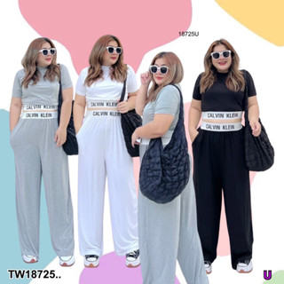 TW18725 Set #Bigsize 2ชิ้น เซทเสื้อครอปคอเต่าแขนสั้น