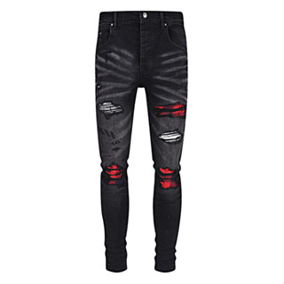 AMIRI black red ripped slim-fit trousers SLP