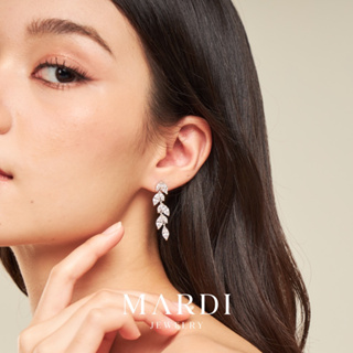 Mardi Jewelry ต่างหูเจ้าสาว ต่างหูเงินแท้ 925 Marry Leaf Earrings ต่างหูออกงาน