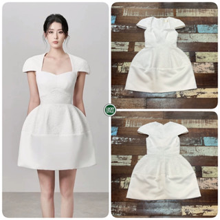 ราคาถูกที่สุด!!  Celebstyle Dress แขนสั้นลูกไม้ขาว ขาว (White)