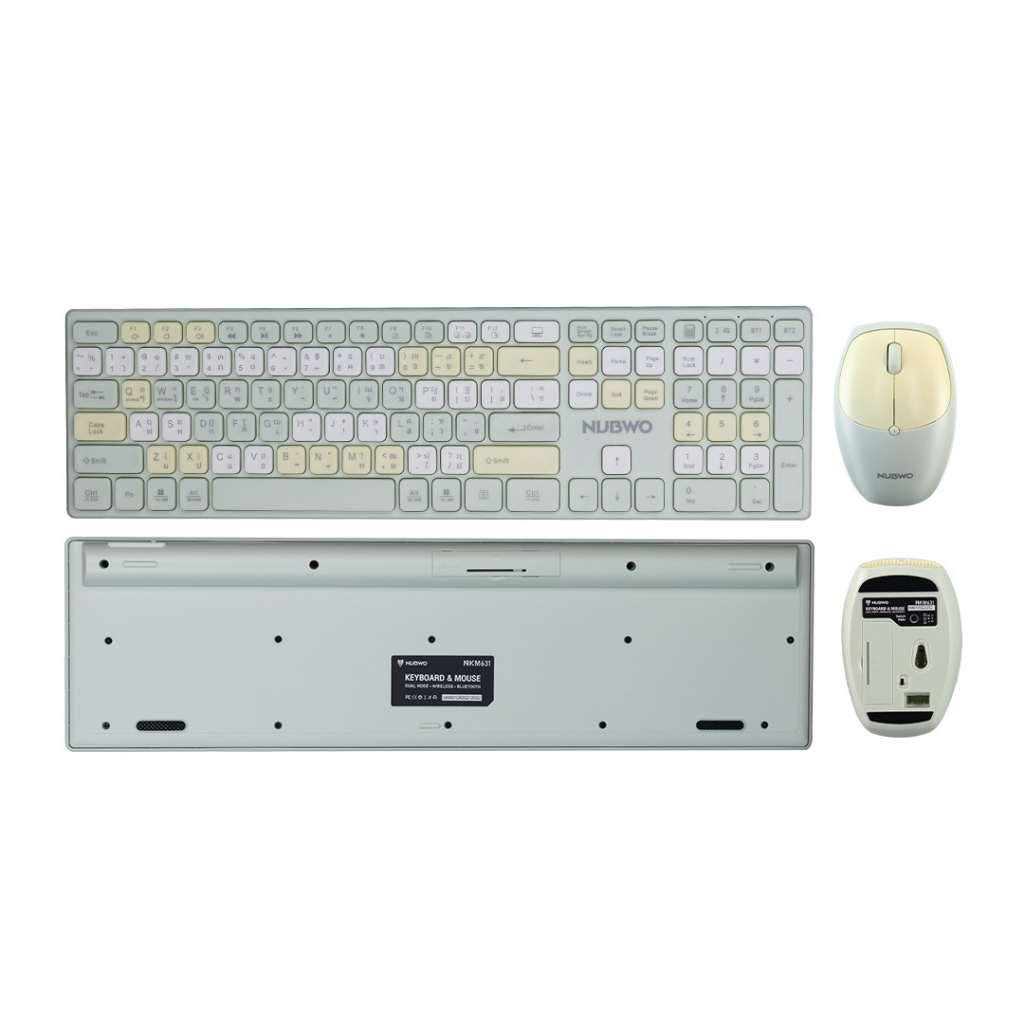 🔰ชุดคีย์บอร์ด&เมาส์ไร้สาย  Wireless + Bluetooth (★ ω ★) NUBWO NKM-631 🌀สีสันแนวหวาน สดใส น่ารัก มีทั้งหมด 3 สี🔥 - รูปที่ 2