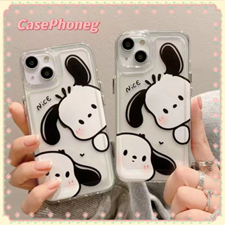 🍑CasePhoneg🍑ป้องกันการหล่น ขอบเต็ม iPhone 11 14 pro max การ์ตูน ลูกสุนัข ความคิดสร้างสรรค์ เคสใส case for iPhone 12 13