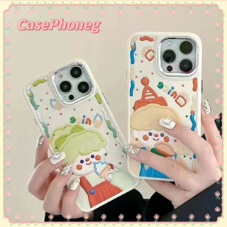 🍑CasePhoneg🍑ป้องกันการหล่น ขอบเต็ม iPhone 11 14 pro max การ์ตูน ความคิดสร้างสรรค์ หวานสวย ขอบขาว case for iPhone 12 13