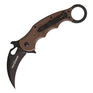 มีดคารัมบิท Fox 479 Folding Karambit Black Plain Blade, Dark Earth G10 Handles (479E)