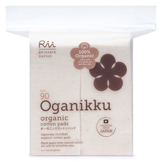 Rii No90 Oganikku Organic Cotton Pads 80 pcs./bag / ริอิ สำลีแผ่นออร์แกนิค รุ่นโอกานิคคุ เบอร์90 80แผ่น