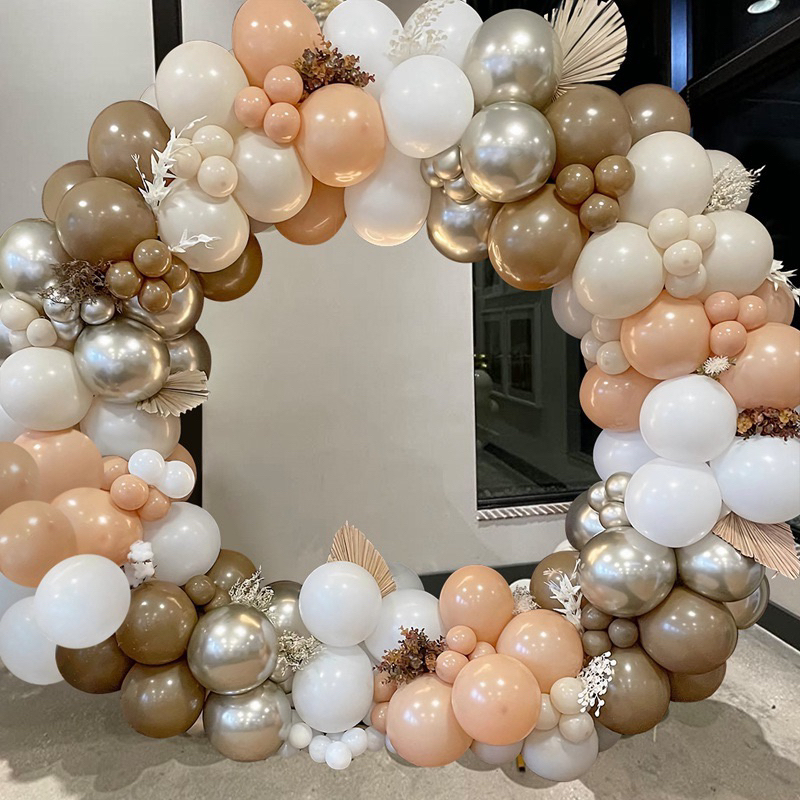 เซ็ทลูกโป่งสีน้ำตาล+ครีม+ทอง 132 ชิ้น พร้อมส่งในไทย