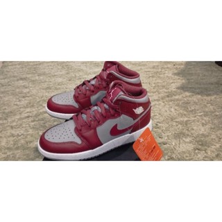 Nike Air Jordan 1 Mid GS Cherry Red ของแท้ มือ1 ป้ายห้อย กล่องครบ
