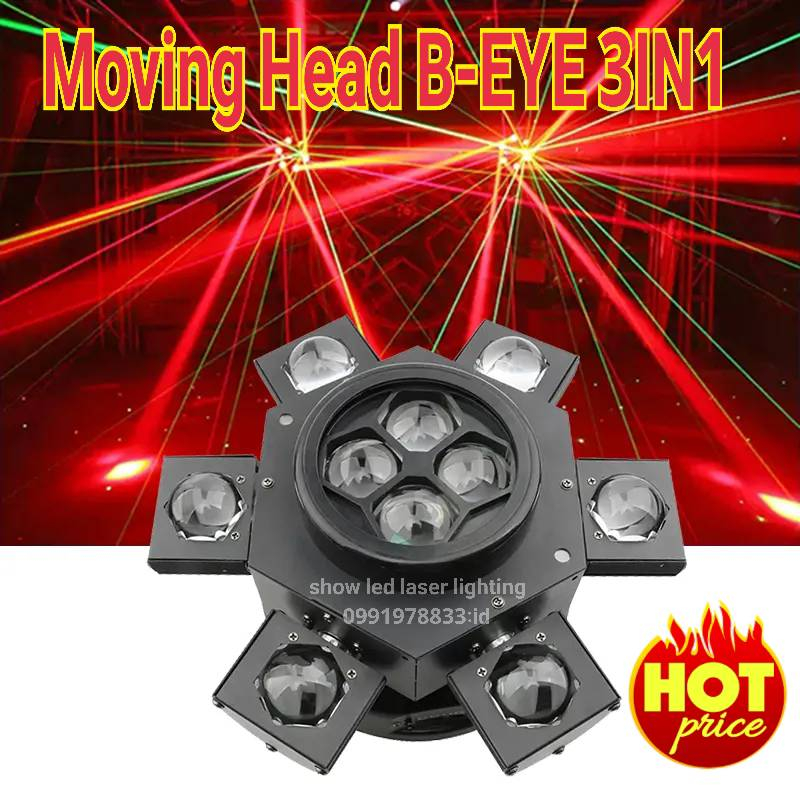 Moving Head  B-EY LED E 3in1eyed 6led b-eye 4led 2laserไฟมูฟวิ่งเฮด มูฟวิ่ง สไปเดอร์ ไฟเธค ไฟผับ ไฟเลเซอร์ ไฟดิ้สโก้เทค