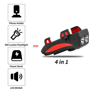 3 in 1 ไฟฉายจักรยานจักรยาน Horn ปลุก Bell จักรยานที่ใส่โทรศัพท์ในจักรยานอุปกรณ์รถจักรยาน USB แบบชาร์จไฟได้ไฟหน้า