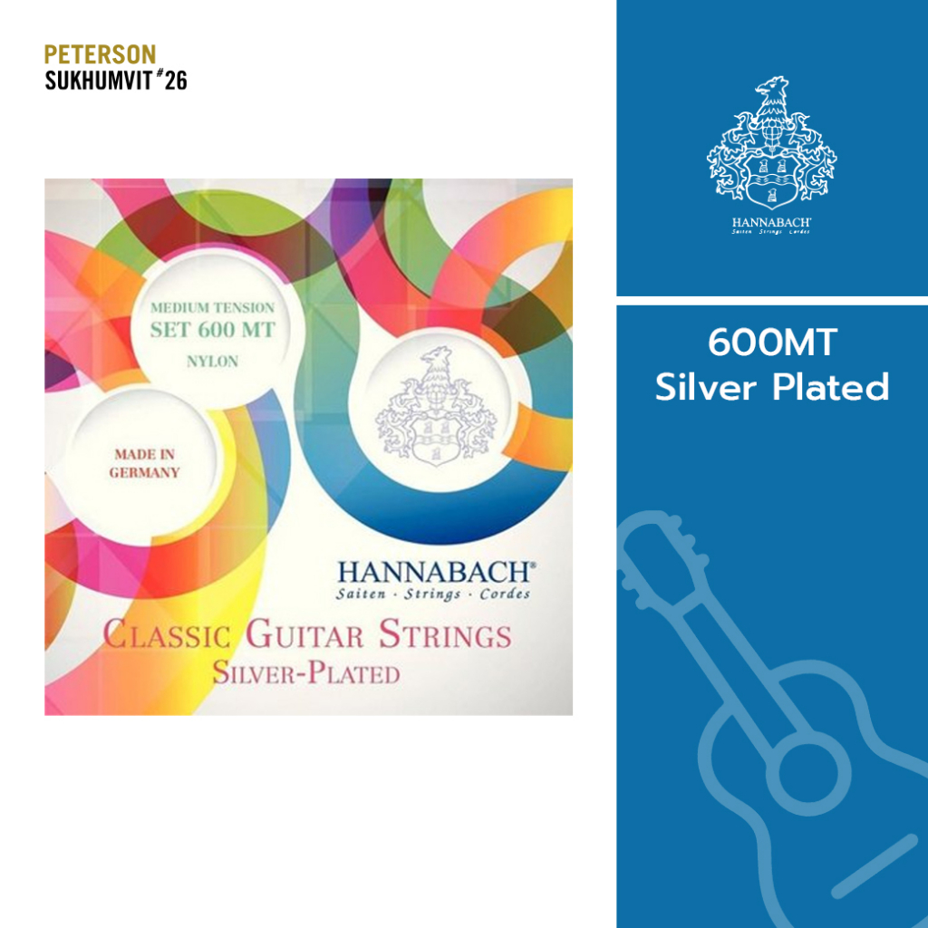 Hannabach 600MT Silver Plated, SET Medium Tension (New Stock) สายกีตาร์คลาสสิกนำเข้าจากเยอรมัน