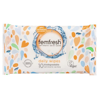 Femfresh Pocket Wipes 10 Travel Pack กระดาษเปียกสำหรับจุดซ่อนเร้น