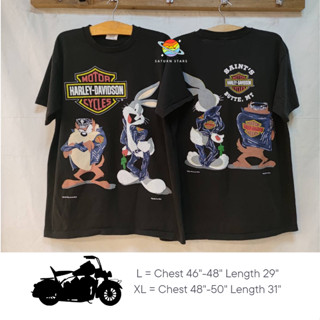 เสื้อยืดฟอก Harley Taz &amp; Bugs Bunny (ป้าย Wild Oats)