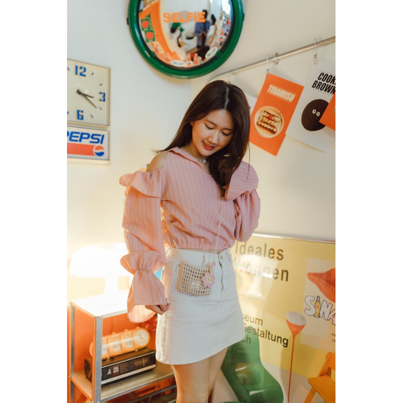 กระเป๋าสะพายข้าง งานถัก crochet ใบจิ๋ว น่ารักสดใส mini bag พกพาง่าย ใส่ไปเที่ยวกัน