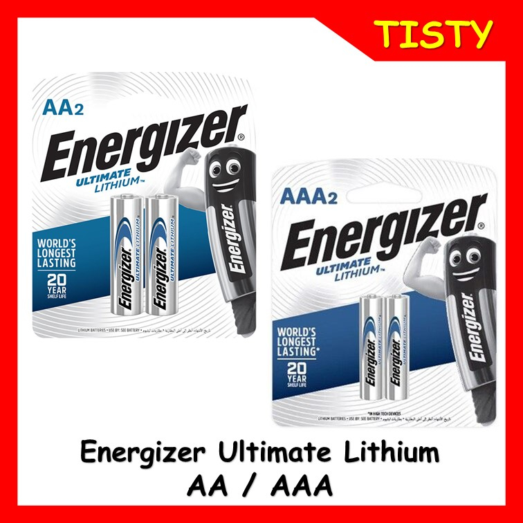 แท้ 100%  Energizer Ultimate Lithium Battery AA / AAA ( Pack2)  ถ่านลิเธี่ยม AA (แพ็ค 2 ก้อน) Energi