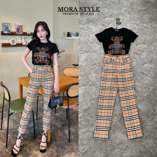 เซตเสื้อรีดเพชร และกางเกง (D184) mora style