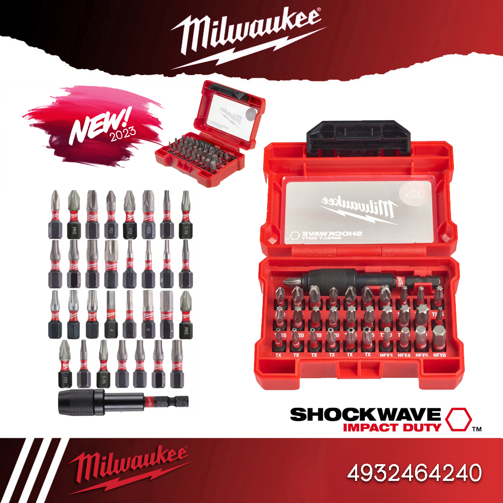 Milwaukee 4932464240 ชุด ดอกไขควง 32 ชิ้น SHOCKWAVE 32PCE MINI SET
