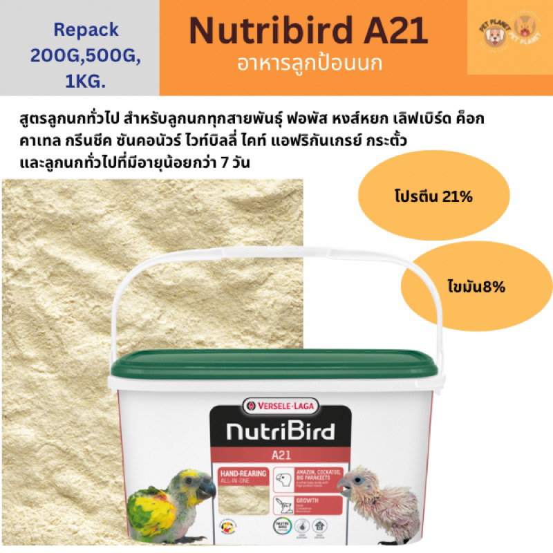 Nutribird A21 อาหารลูกป้อน อาหารนก แบ่งขาย