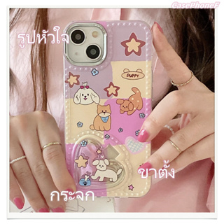 ✨ส่งของขวัญ✨เคส for iPhone 11 14 Pro Max Case for iPhone 12 13 ป้องกันการตก การป้องกัน รูปหัวใจ ขาตั้ง กระจก หวานสวย