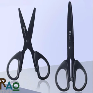 RAO Store กรรไกรสแตนเลสเคลือบเทฟล่อน อย่างดี ตัดเทปกาวได้ กาวไม่ติด กรรไกรใบมีดสีดำ ใบมีดคม2ขนาด