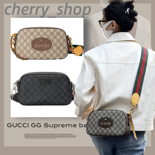 🍒Gucci Neo Vintage GG Supreme canvas messenger bag🍒 กระเป๋าสะพายข้างผู้ชาย/กระเป๋ากล้อง/กระเป๋าสะพาย🍒