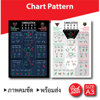 โปสเตอร์ หุ้น ชาร์ตแพทเทิร์น กราฟเทคนิค (A3) Candlestick Chart Pattern หนังสือหุ้น ภาพคมชัด ส่งไว ร้านค้าไทย