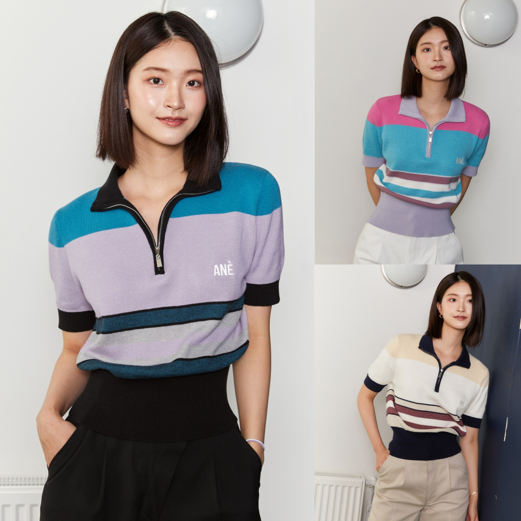 ané Parco Zipper knitted polo เสื้อโปโลไหมพรม ปกซิป ane.wear