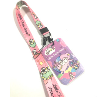 LITTLE สายคล้องคอ สายคล้องบัตร ซองใส่บัตร ที่ใส่บัตร พร้อมสายคล้องคอ (2cm) ลาย TWIN STARS P สำหรับบัตร 5.5x8.5CM   MNN