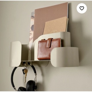 IKEA FAGNING ฟอกนิง ที่เก็บของ แขวนผนังพร้อม ตะขอ แขวน, เบจอ่อน-เขียว