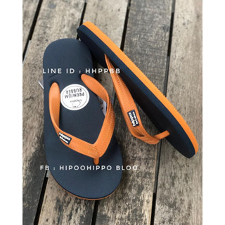 กรมท่าเข้ม หูส้มกลาง รองเท้าแตะฮิปโป Navy Orange Hippo Bloo shoe 36-37-38-39-40-41-42