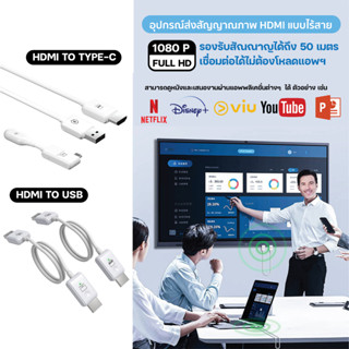 HDMI สะท้อนหน้าจอแบบไร้สาย Presentation HDMI TO USB/TYPE-C รับสัญญาณได้ถึง 50 เมตร รุ่น CS6 / CS7