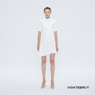 VICKTEERUT Re-Edition Frilled Hem Short Sleeve Dress เดรสแขนสั้น คอปก ชายระบาย