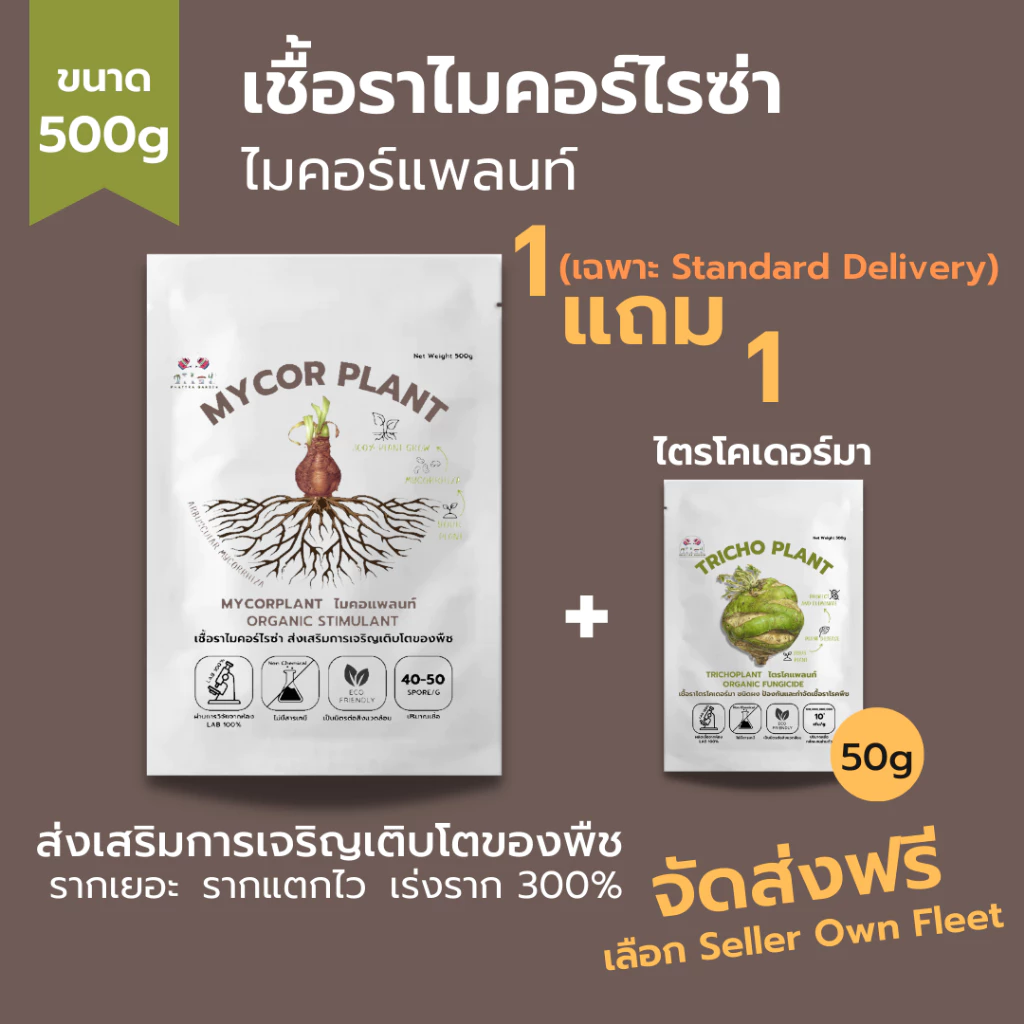 ไมคอร์ไรซ่า ซื้อ1แถม1 (500กรัม) เร่งราก รากเยอะ พืชโตเร็ว ความเข้มข้นเชื้อสูง เพาะเชื้อจากห้องLAB 100%