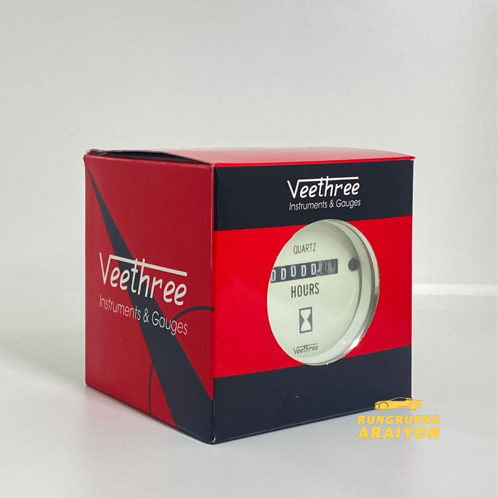 เกจวัดชั่วโมง 10-28V หน้าดำขอบชุบและขาวขอบชุบ VEETHREE 1ตัว