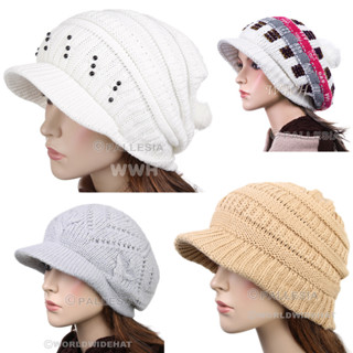 Set 2 หลายแบบพร้อมส่ง หมวกไหมพรมมีปีก หมวกกันหนาว Visor Beanie bv01 bv02