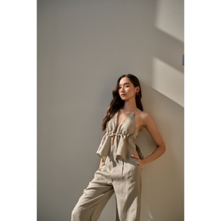 FABLAB DUNNE Talia Top (soil) เสื้อสายเดี่ยวผ้าลินิน