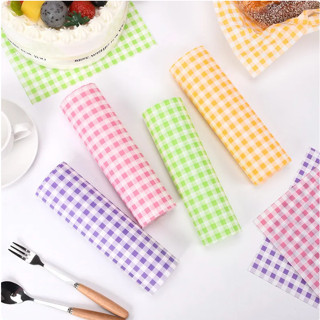 กระดาษห่ออาหาร Wax Paper 50 แผ่น ลายตาราง classic 4 สี Food wrapping paper กระดาษรองขนม กระดาษห่อเบอร์เกอร์ แซนวิช