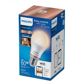 PHILIPS ฟิลิปส์ หลอดไฟเปลี่ยนสี Wiz 60W A60 E27 แสงขาวเหลือง