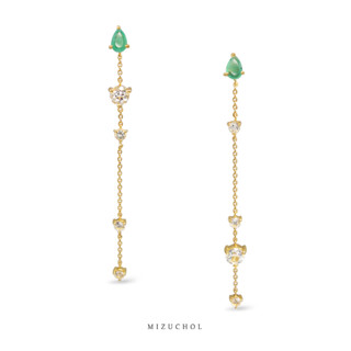 Mizuchol ต่างหูเงินแท้ Queen of Grace Earrings (Emerald)