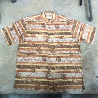 เสื้อฮาวาย Vtg.Hawaii Shirt ST JOHN’S BAY MADE IN SRI LANKA Sz.XL 55% LINEN 45% COTTON