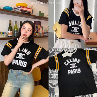 💫พร้อมส่ง💫C T-Shirt - เสื้อยืด แบรนด์ดัง ดีเทลตัดขอบเหลืองที่แขน ลายกสรีนแน่น ผ้านิ่มใส่สบาย by valen