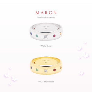 [Pre-Order 30วัน] MARON - Nine Lucky Stars Band Ring (6 mm) with Diamond แหวนดาวนพเก้า เสริมดวง เพชรแท้