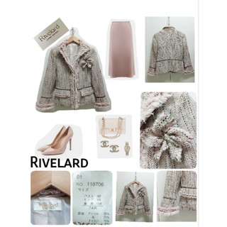 💌RiveLard เสื้อสูทผ้าทอทวีต+เข็มกลัดดอกไม้ 💌Size 7AR