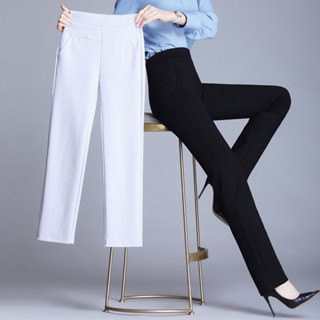 รุ่น9105กางเกงสีขาว ขายาวแฟชั่นผู้หญิงใส่ทำงาน มีกระเป๋า ผ้า…