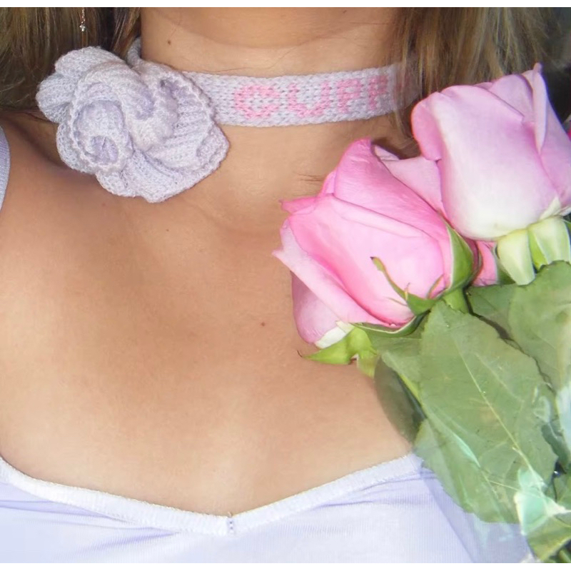 ส่งต่อ Cuppa.knit Bloom choker ปลอกคอ โชคเกอร์ดอกไม้ ไหมพรม Cuppa ปรับระดับได้