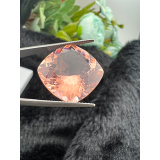 พลอย สีชมพู มอร์แกไนท์(Morganite) (1 เม็ด Pcs.) พลอย อัญมณี เครื่องประดับ พลอย แล็บ น้ำหนัก 24 กะรัต ขนาด 18x18 มม