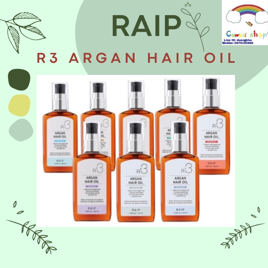 RAIP R3 Argan Hair Oil 100ml แท้100% น้ำมันบำรุงผม  น้ำมันอาร์แกนบำรุงผมเสีย จากเกาหลี