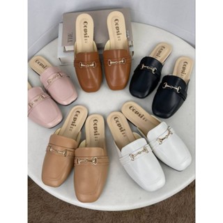 👠รองเท้าเปิดส้นไซส์ใหญ่ หนังนิ่มแต่งอะไหล่สวย 41-45