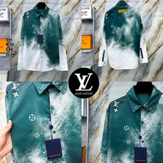 เสื้อเชิ้ตแขนยาวพิมพ์ลาย LV MONOGRAM 💚 Hiend 1:1 Cotton 💯พร้อมส่งจากไทย 🇹🇭 ร้านค้าจัดส่งไว