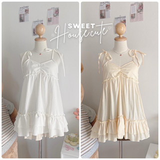 ❥ SweetHouse 🧸 มินิเดรสผูกไหล่ย่นอก เกาหลีเกาใจสุด